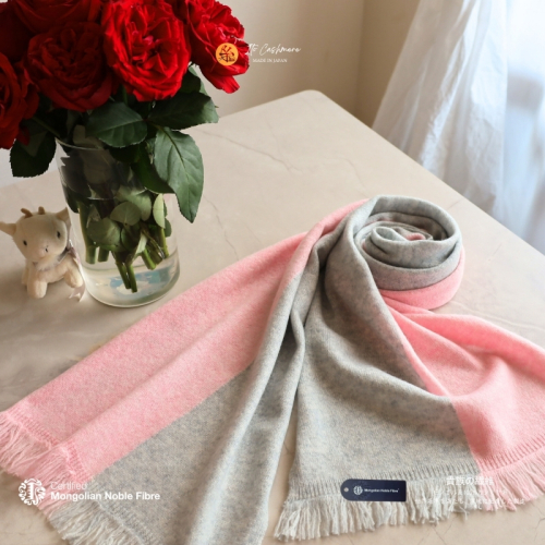 『Noble Fibre』100％カシミヤ・マフラー 桜色インターシャ【高級 カシミア おしゃれ ファッション 防寒 かしみあ】 G3331 2286435 - 大阪府泉佐野市