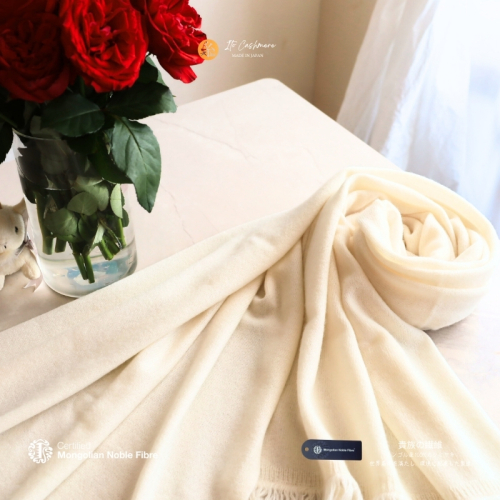 『Noble Fibre』100％カシミヤ・大判ストール オーガニックホワイト 【高級 カシミア おしゃれ ファッション 防寒 かしみあ】 G3333 2286437 - 大阪府泉佐野市