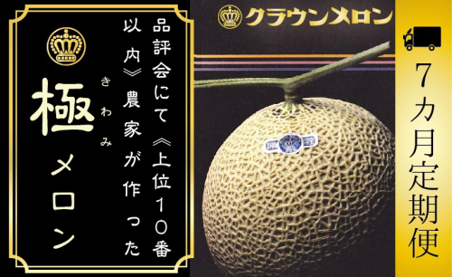 【7ヶ月定期便】『クラウンメロン ”極メロン” 1玉 』 　果物 フルーツ デザート メロン マスクメロン 青肉 高級 ギフト 贈り物 静岡県産 袋井市 2286673 - 静岡県袋井市