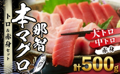 本マグロ トロ+赤身セット 500g | 【年末年始お届け可能】大トロ 中トロ 鮪 刺身 寿司 お正月 2286879 - 和歌山県那智勝浦町