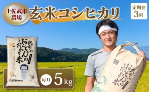 【お米定期便】 【3回】 令和7年度 玄米 コシヒカリ 数量限定 各5キロ 米 コメ 減農薬栽培 お米 精米 早場米 新米 ご飯 おにぎり こめ 白米 低化学肥料 高知県 南国市 2287380 - 高知県南国市