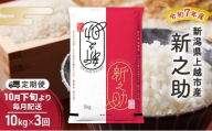 【（定期便|毎月配送｜計3回））10月下旬より順次出荷】令和7年産 新潟県 上越市産 新之助 10kg　白米×3回　定期便