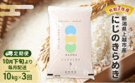 【（定期便|毎月配送｜計3回））10月下旬より順次出荷】令和7年産 新潟県 上越市産 にじのきらめき 10kg　白米×3回　定期便