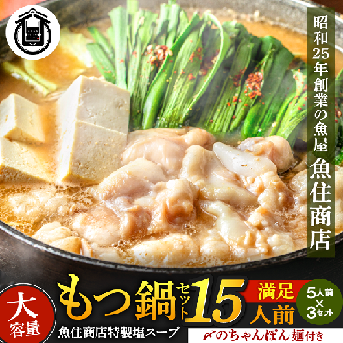 AE225.魚住商店贅沢塩もつ鍋セット15人前・〆のチャンポン麺付き 2292779 - 福岡県新宮町
