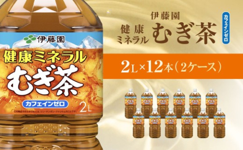 伊藤園　健康ミネラルむぎ茶　2L×12本(2ケース)   / 麦茶 健康ミネラル麦茶 むぎちゃ むぎ茶 ミネラル カフェインゼロ 健康 箱買い ケース ペットボトル 国産 飲みきりサイズ ペットボトル飲料 箱 常備 常温 備蓄 防災 まとめ買い 飲料 ソフトドリンク 送料無料 ITE004