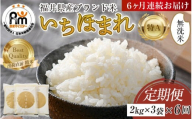 【令和7年産・新米】定期便6回 いちほまれ 無洗米 2kg×3袋×6回（36kg）／ 福井県産 ブランド米 ご飯 白米 新鮮 [aw064-k003]