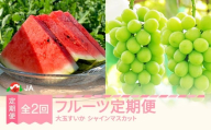 [先行予約]フルーツ定期便 全2回 大玉すいか シャインマスカット 2026年産 令和8年産 ※沖縄・離島への配送不可 ja-ft2ss-b