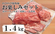 [大月のびのび放牧豚]お楽しみ4品セット(肩ロース150g×2 モモ300g 切落し300g ひき肉500g) 豚肉 ポーク お肉 肉 食べ比べ 詰合せ 詰め合わせ 冷凍 山梨 やまなし 富士川町