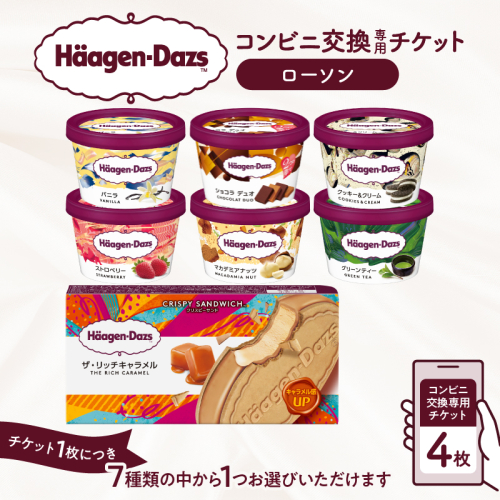 ハーゲンダッツ アイスクリーム『コンビニ交換専用チケット　4個交換（ローソン）』_H-rogift004 2298897 - 北海道浜中町
