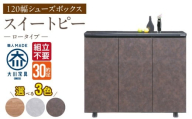 【組立不要】大川家具 シューズボックス［スイートピー］ロータイプ 幅120cm _ 大川家具 シューズボックス スイートピー 幅 120cm 選べる カラー ナチュラル ブラウン グレー ロータイプ 国産 靴箱 組立不要 可動棚 有効活用 玄関収納 スタイリッシュ デザイン インテリア 収納 日本製 お取り寄せ 福岡県 久留米市 送料無料 _Qd156