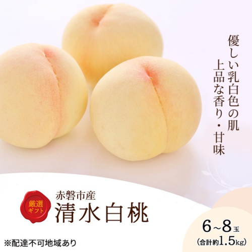 桃 2026年 先行予約 清水白桃 6～8玉 約1.5kg 化粧箱入り 岡山県 赤磐市産 果物 フルーツ 白桃 もも モモ 2301883 - 岡山県赤磐市