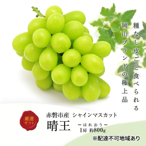 ぶどう 2026年 先行予約 シャインマスカット 晴王 1房 約800g 化粧箱入り 岡山県 赤磐市産 果物 フルーツ 葡萄 ブドウ 2301885 - 岡山県赤磐市