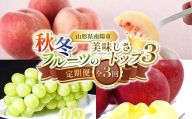 [令和8年産先行予約] [定期便3回] 秋冬フルーツの美味しさトップ3定期便 『フードシステムズ』 桃 シャインマスカット りんご 果物 フルーツ 山形県 南陽市 [2263-R8]