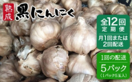 【月に2回配送】【 全12回 定期便 】熟成 黒にんにく 25玉 （ 1パック 5玉 × 5パック ） 《糸島》 【シーブ】 [AHC040-2]