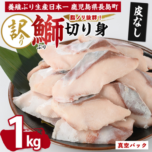 【先行予約】【皮なし】鰤の切り身（約1.0kg）【株式会社島水】shimasui-1506b 2304631 - 鹿児島県長島町