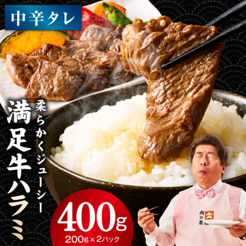 【満足牛ハラミ】中辛タレ漬け 400g【味付け ハラミ 小分け 焼くだけ 簡単調理 BBQ 牛肉 200g×2P 普段使い】 005A777 2305427 - 大阪府泉佐野市