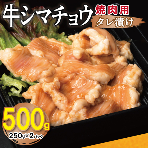 牛シマチョウ 焼肉用 タレ漬け 500g【味付け 小分け 250g×2P 焼くだけ 簡単調理 BBQ 牛肉 ホルモン お試し】 G3449 2305429 - 大阪府泉佐野市
