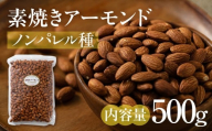 【6回定期便】素焼き アーモンド 500g（250g × 2袋）ノンパレル種 ロースト 焙煎 食塩不使用 食用油不使用  防災食品 防災用 非常食 保存食 備蓄食 岐阜県 大垣市
