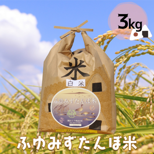 宮城県産 無農薬白米「ふゆみずたんぼ米」3kg｜大崎市田尻のブランド米・ご飯に最適【精米済・送料無料】 2312152 - 宮城県大崎市
