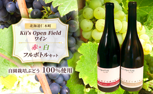 ワイン 北海道 仁木町 の果樹園 Kii's Open Field 赤 白 2本 セット (各750ml) ピノノワール ソーヴィニヨンブラン フルボトル お酒 酒 アルコール 赤ワイン 白ワイン 飲み比べ ぶどう ブドウ [Kii’s Open Field] 2313513 - 北海道仁木町