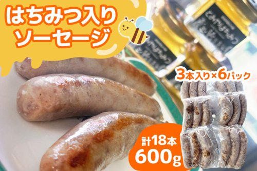 ★9月30日受付終了★はちみつ入り ソーセージ《計18本／600g》3本 (100g) 入り×6パック｜国産 ソーセージ そーせーじ ウインナー パック 小分け 冷凍 肉 豚肉 焼肉 おつまみ バーベキュー はちみつ ハチミツ 蜂蜜 オリジナル [0295] 2313572 - 宮城県富谷市