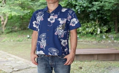 [№5695-0976]島田帯シャツ（大奴柄　青）L