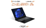 パソコン工房 4年間物損保証 16型ゲーミングノートPC Core Ultra 7/5070 Ti/No.343