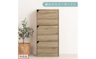 【完成品でお届け】扉付きカラーボックス〔3段〕（オーク）カラーボックス 扉付き 3段 木製 収納棚 扉付き本棚 リビング キッチン 寝室 雑貨 小物 収納 大きめ CDラック 扉付き収納ボックス 隙間収納 ラック AKANBR920131-0-OAK