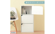 【完成品でお届け】扉付きカラーボックス〔3段〕（ホワイト）カラーボックス 扉付き 3段 木製 収納棚 扉付き本棚 リビング キッチン 寝室 雑貨 小物 収納 大きめ CDラック 扉付き収納ボックス 隙間収納 ラック AKANBR920131-0-WH