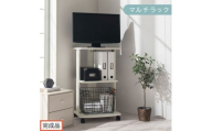 【完成品でお届け】[ 幅45cm ] キャスター付きテレビ台（ホワイト）テレビ台 ハイタイプ 収納 インテリア テレビボード プリンターワゴン スリムラック キャスター付き ワゴン 木製ラック 3段 TKANVB018119-0-WH