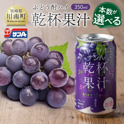 ※本数が選べる※サンA乾杯果汁ぶどう酎ハイ　350ml缶 【 飲料 酎ハイ お酒 ぶどう 宮崎県産 】 2316522 - 宮崎県川南町