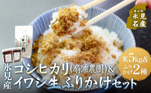 扇浦農園氷見産コシヒカリ5kg ＆ 氷見産イワシ生ふりかけ2種セット 米 コシヒカリ ふりかけ おかず 富山県 氷見市 2318207 - 富山県氷見市