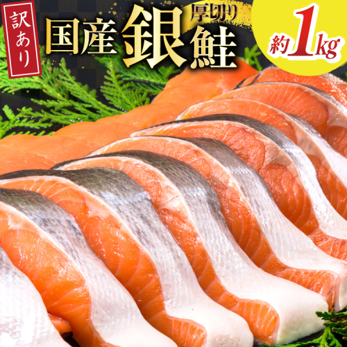 訳あり 国産 減塩 厚切り 塩銀鮭 切身 計 1kg [足利本店 宮城県 気仙沼市 20565949] サーモン 鮭 さけ サケ シャケ 魚 海鮮 魚介 甘塩味 規格外 不揃い 鮭切身 切り身 個包装 家庭用 訳アリ 塩分控えめ 無添加 冷凍 2319326 - 宮城県気仙沼市