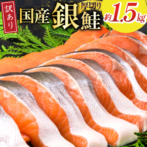 訳あり 国産 減塩 厚切り 塩銀鮭 切身 750g 2p 計1.5kg [足利本店 宮城県 気仙沼市 20565750] サーモン 鮭 さけ サケ シャケ 魚 海鮮 魚介 甘塩味 規格外 不揃い 鮭切身 切り身 個包装 家庭用 訳アリ 塩分控えめ 無添加 冷凍 2319326 - 宮城県気仙沼市