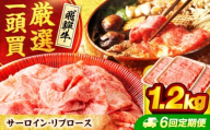 【6回定期便】 飛騨牛サーロイン・リブロース 1.2g(400g×3パック) すき焼きしゃぶしゃぶ用肉【馬力家】すき焼き しゃぶしゃぶ 牛肉 [MHE014]