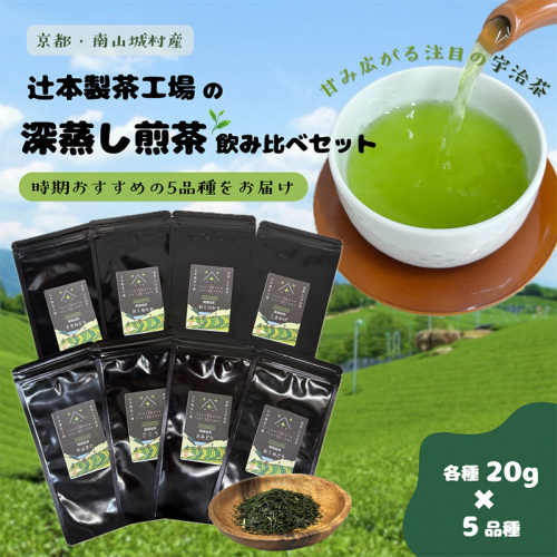 【旨みと甘みが凝縮!話題の宇治茶】辻本製茶工場の深蒸し煎茶飲み比べセット(20g×5品種) 南山城村 京都 宇治 煎茶 茶 2321417 - 京都府南山城村