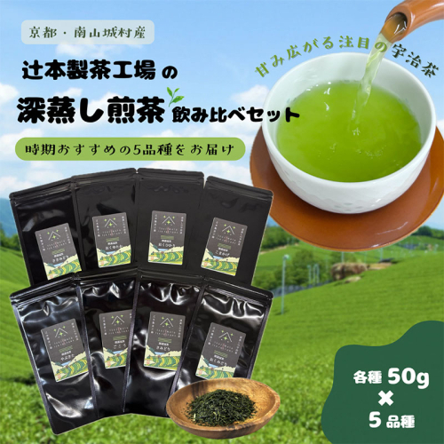 【旨みと甘みが凝縮!話題の宇治茶】辻本製茶工場の深蒸し煎茶飲み比べセット(50g×5品種) 南山城村 京都 宇治 煎茶 茶 2321418 - 京都府南山城村
