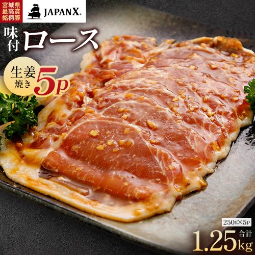 JAPAN X 味付ロース5点セット 生姜焼き5パック　豚肉 豚 ブランド豚 小分け ロース 豚ロース 味付 時短 生姜焼き 山賊焼き ジャパンエックス 蔵王 人気　【04301-0883-1】 2321898 - 宮城県蔵王町
