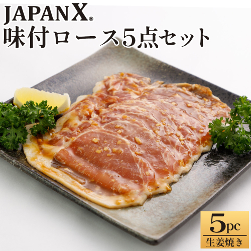 JAPAN X 味付ロース5点セット 生姜焼き5パック　豚肉 豚 ブランド豚 小分け ロース 豚ロース 味付 時短 生姜焼き 山賊焼き ジャパンエックス 蔵王 人気　【04301-0883-1】 2321898 - 宮城県蔵王町