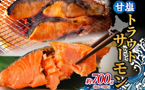 甘塩トラウトサーモン 約700g 鮭 しゃけ さけ 焼鮭 焼漬け 甘い 塩 簡単調理 温めるだけ 焼く アレンジ お弁当 ご飯のお供 晩酌 おつまみ お取り寄せ グルメ 冷凍 送料無料 北海道 洞爺湖町 2322899 - 北海道洞爺湖町
