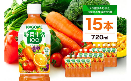カゴメ　野菜生活100(オリジナル)720ml PET×15本【 飲料 野菜ジュース 栃木県 那須塩原市 】 ns001-001 2325079 - 栃木県那須塩原市