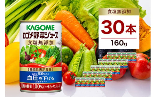 カゴメ　野菜ジュース　食塩無添加　160g缶×30本【 飲料 栃木県 那須塩原市 】 ns001-024 2325102 - 栃木県那須塩原市