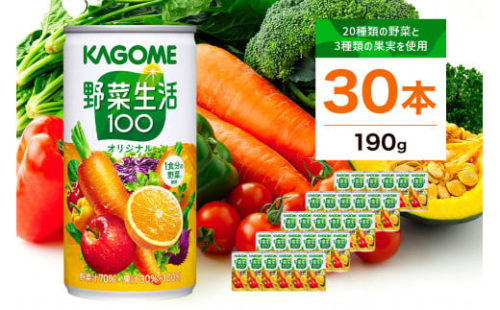 カゴメ　野菜生活100　オリジナル　190g缶×30本【 飲料 野菜ジュース 栃木県 那須塩原市 】 ns001-025 2325103 - 栃木県那須塩原市
