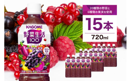 カゴメ　野菜生活100(ベリーサラダ)720ml PET×15本【 飲料 野菜ジュース 栃木県 那須塩原市 】 ns001-026 2325104 - 栃木県那須塩原市