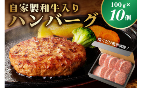 自家製和牛入りハンバーグ 100ｇ×10個 ns004-033 【牛肉 食品 ハンバーグ おかず 簡単調理】 2325155 - 栃木県那須塩原市