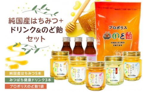 人気の純国産はちみつ5本＋ドリンク＆のど飴セット 【 栃木県 那須塩原市 】 ns008-019 2325160 - 栃木県那須塩原市