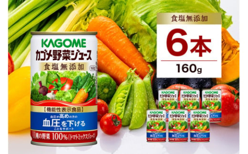 カゴメ 野菜 ジュース 食塩 無添加 160g × 6缶 100% 機能性表示食品 11種類の野菜 濃縮トマト 緑黄色野菜 野菜ジュース セロリ ビート レタス キャベツ ほうれん草 食塩不使用 無塩 缶 飲料 ドリンク とまと GABA 血圧 かごめ KAGOME 送料無料 那須塩原市 ns038-003 2325236 - 栃木県那須塩原市