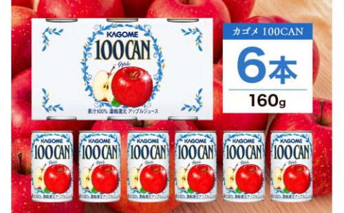 カゴメ 100CAN 160g × 6缶 濃縮還元 アップルジュース 100％ ジュース りんごジュース フルーツジュース 砂糖不使用 果汁 林檎 りんご アップル 飲料 かごめ ドリンク フルーツ 果物 お取り寄せ ギフト 差し入れ 缶ジュース KAGOME 送料無料 那須塩原市 ns038-007 2325240 - 栃木県那須塩原市