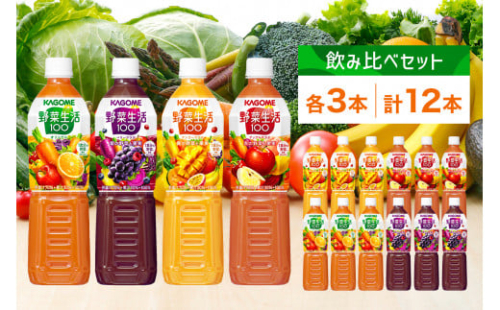 カゴメ 野菜生活100 飲み比べセット スマートPET 720ml  4種 各3本 計12本 オリジナル ベリーサラダ マンゴーサラダ アップルサラダ 野菜 果実 ミックスジュース 野菜ジュース フルーツジュース 果物 フルーツ 飲料 お取り寄せ KAGOME 送料無料 那須塩原市 ns038-016 2325245 - 栃木県那須塩原市
