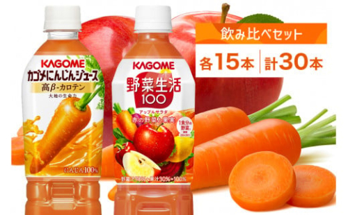 カゴメ 高β-カロテン にんじんジュース 野菜生活100 アップルサラダ 720ml PET 2種 各15本 計30本 野菜ジュース 野菜 果実 ジュース にんじん ミックスジュース フルーツジュース 果物 飲料 お取り寄せ ギフト ペットボトル KAGOME 送料無料 那須塩原市 ns039-003 2325261 - 栃木県那須塩原市